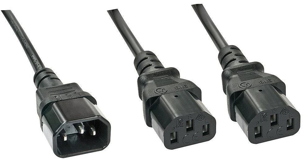 Lindy Ilgiklis - C14 į 2x C13 1m 10A/250V Varis PVC