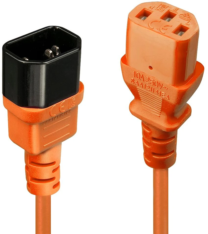 Maitinimo Prailginimo Laidas - LINDY IEC C14 į C13 Maitinimo Prailginimo Laidas, 1m, Oranžinis