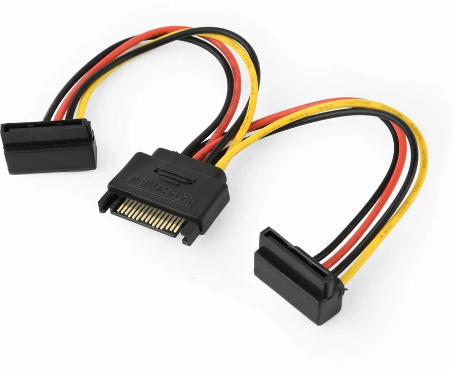 GEMBIRD CC-SATAM2F-02 Gembird kabelio maitinimo SATA 15 kontaktų -> 2x SATA HDD (kampinės jungtys)