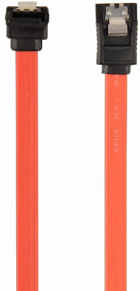 GEMBIRD CC-SATAM-DATA90-0.3M Serial ATA III 30 cm duomenų kabelis su 90 laipsnių kampu sulenktais metaliniais spaustukais, raudonas