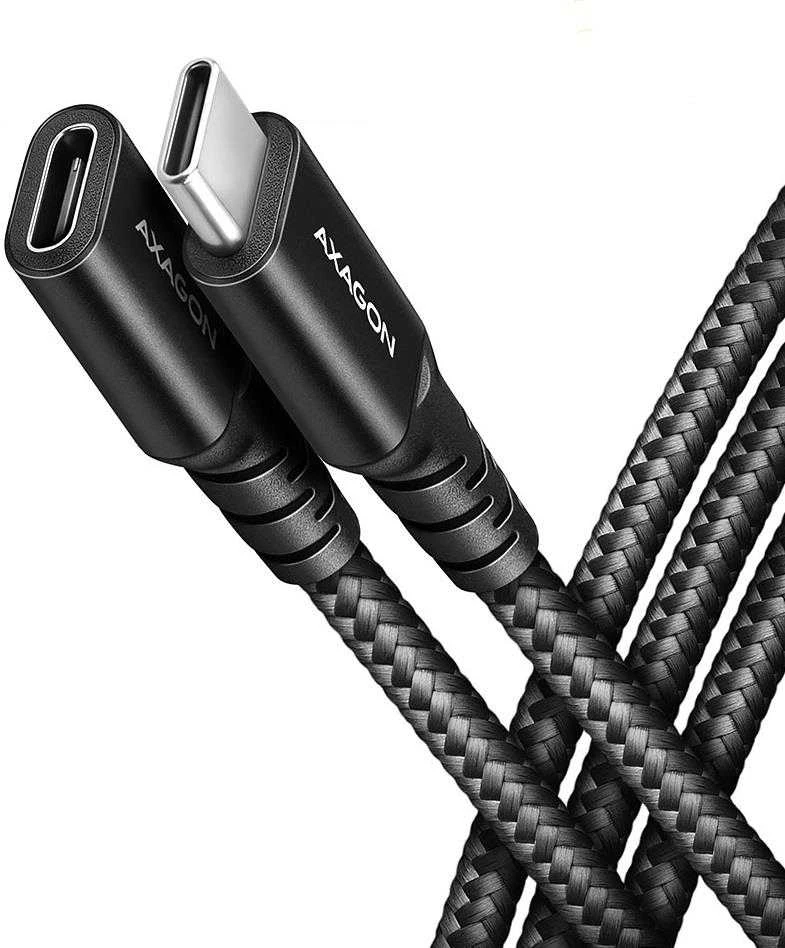 Axagon Extension USB 20Gbps kabelio ilgis 0.5 m. PD 240W, 5A, 8K HD video. Juodas braided.