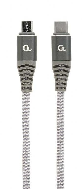 Gembird Cablexpert | Aukščiausios kokybės medvilninis pintas USB C tipo į micro USB įkrovimo ir duomenų perdavimo laidas, 1,5 m | CC-USB2B-CMMBM-1.5M