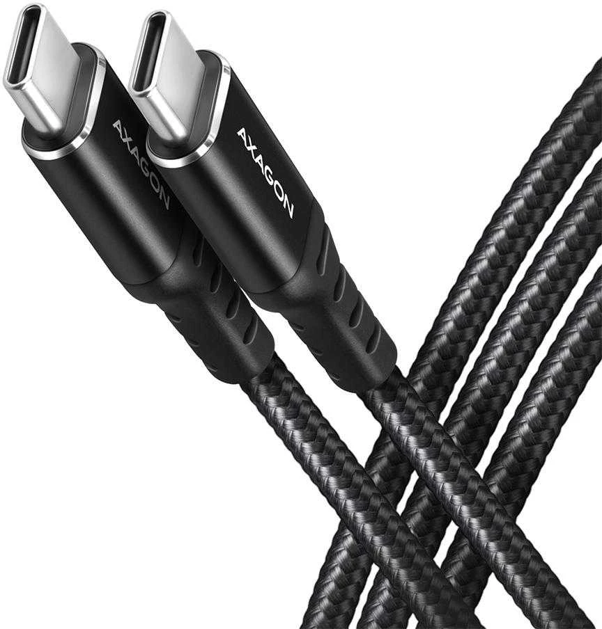 Axagon duomenų ir įkrovimo USB 2.0 laidas, 1,5 m ilgio. PD 60W, 3A. Juodas pynė.
