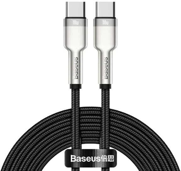 Kabelis USB C - USB C 1m 100W juodas Cafule Metal BASEUS