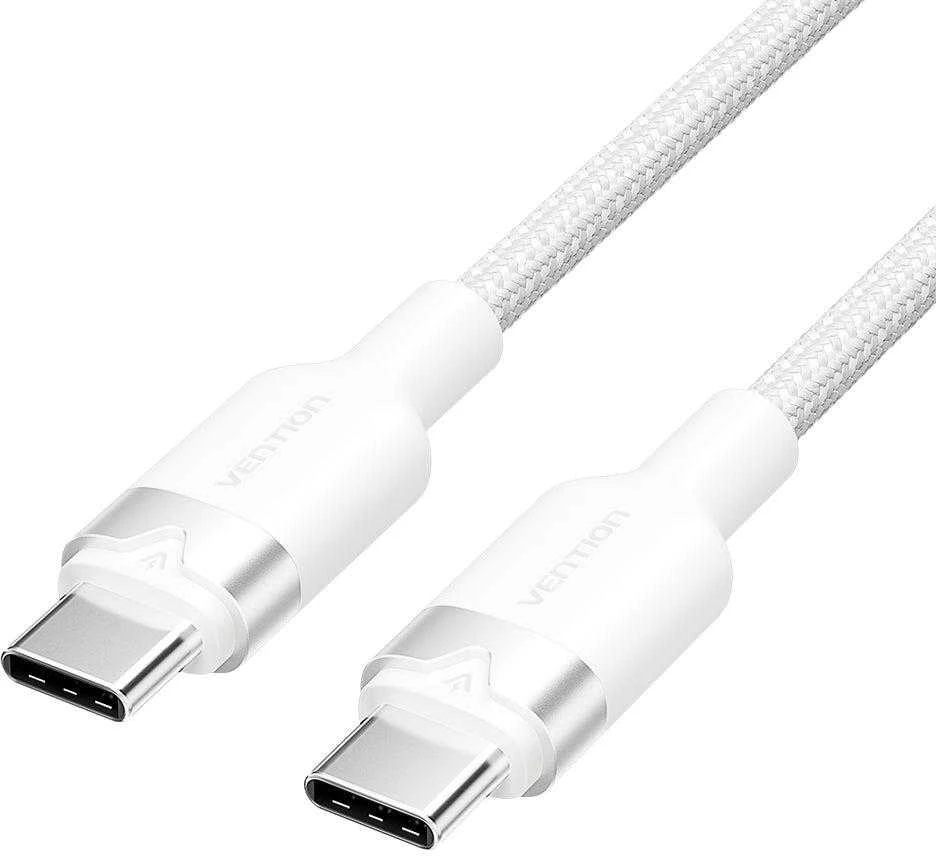 „Vention“ USB-C–C laidas, pintas, 3A, 480 Mbps, 60 W, 2 m, baltos spalvos