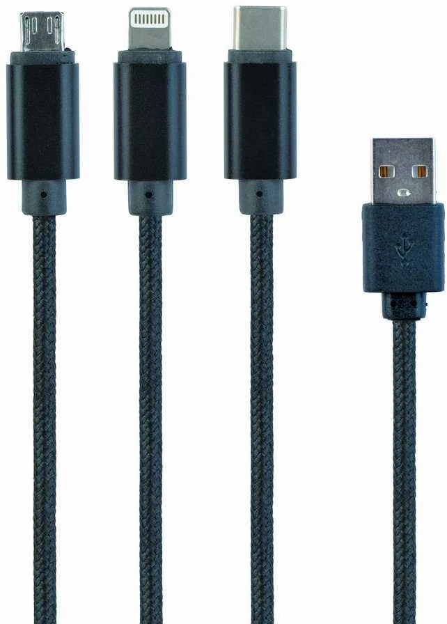 GEMBIRD CC-USB2-AM31-1M Gembird USB įkrovimo kombinuotas 3 viename laidas, juodas, 1m