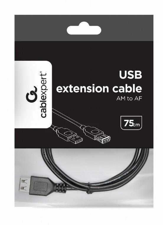 GEMBIRD CC-USB2-AMAF-75CM/300-BK USB 2.0 A - A-lizdas 75cm laidas Juodas