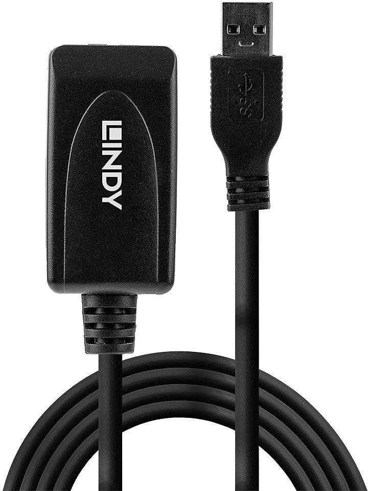 USB Prailginimo Laidas - LINDY USB 3.0 Aktyvus Prailginimo Laidas Type M/F, 5 m, Juodas