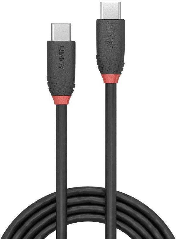 USB Kabelis - LINDY USB 3.2 Type C Kabelis, M/M, 20Gbps, 60W PD, 0.5 m, Juodas