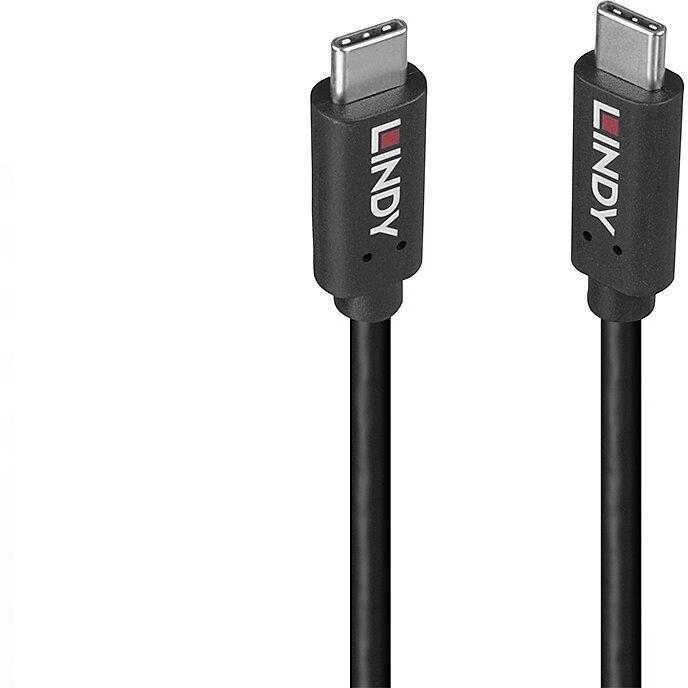 USB Kabelis - LINDY 1m USB 3.2 Type C 20Gbps 100W PD Male to Male