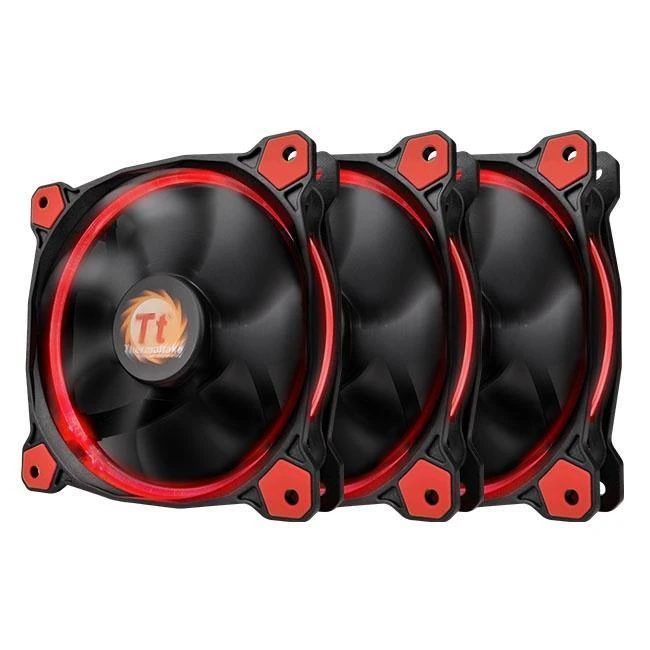 Ventiliatorius korpusui Thermaltake Riing 12 LED Raudona 3 pak. CL-F055-PL12RE-A (120 mm, 1500 aps./min., Raudona)