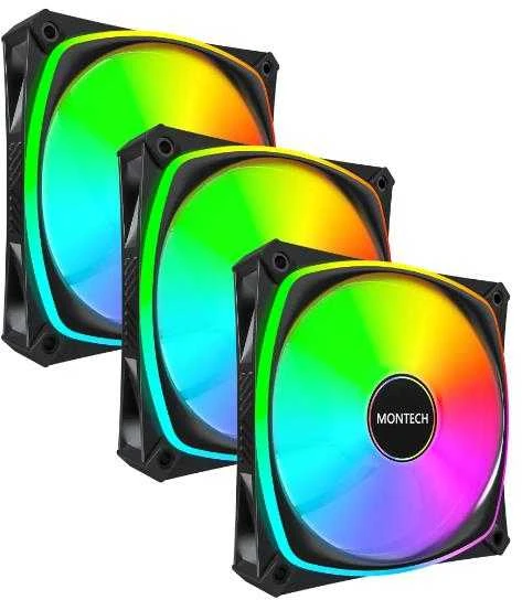 Montech AX120 ventiliatoriai su spalvotu ARGB apšvietimu