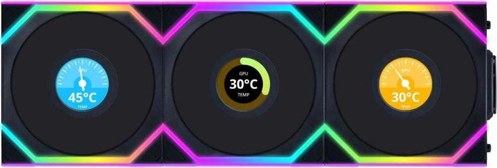 Lian Li UNI FAN SL LCD ventiliatoriai su temperatūros ekranais