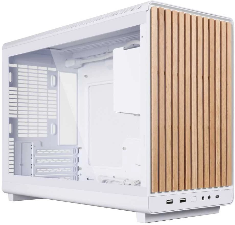 Lian Li DAN kompiuterio korpusass A3-mATX Wood Edition PC-kompiuterio korpusas, Tempered Glass, Micro-ATX – Buche, baltos spalvos