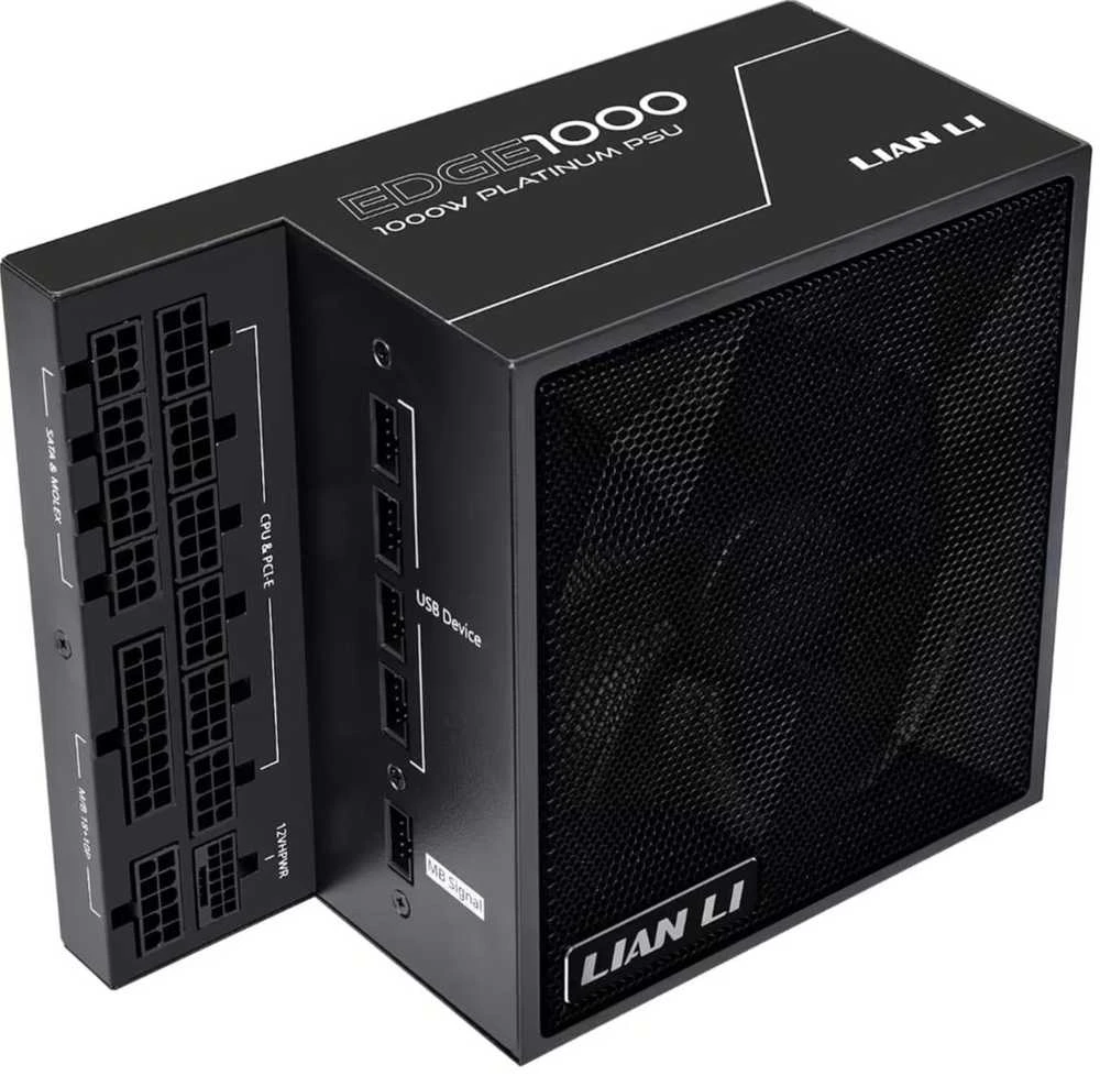 Lian Li RS serijos 80 PLUS Gold maitinimo šaltinis, ATX 3.1, modulinis – 1000 vatų, juodas