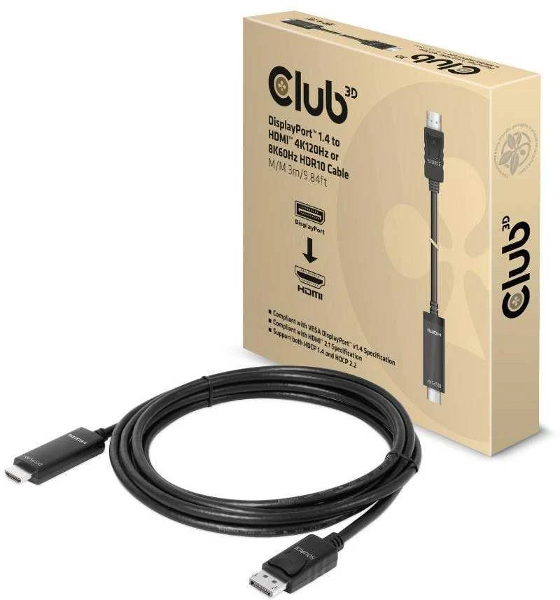 Club 3D DisplayPort į HDMI 4K120Hz/8K60Hz laidas – 3m