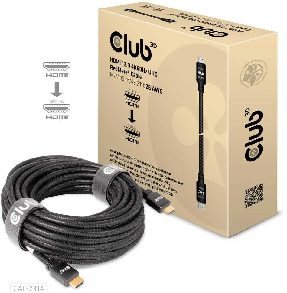 Club 3D CLD CLUB3D HDMI 2.0 4K60Hz RedMere cable 15m/49.2ft