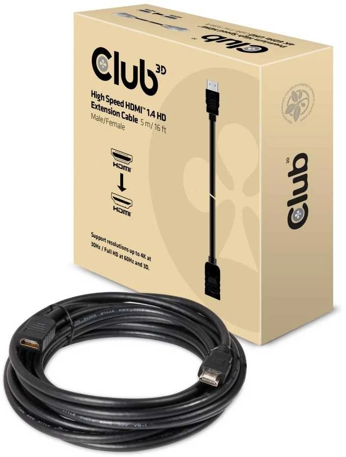 Club 3D CLUB3D didelės spartos HDMI™ 1.4 HD prailginimo kabelis 5 m/16 pėdų vyriškas/moteriškas