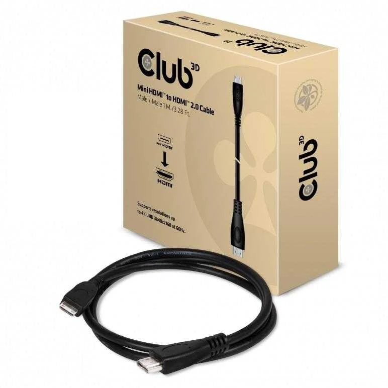 Club 3D Club3D CAC-1350 Mini HDMI į HDMI 2.0 4K 60Hz mini HDMI kištukas HDMI kištukas 1,0 m juodas