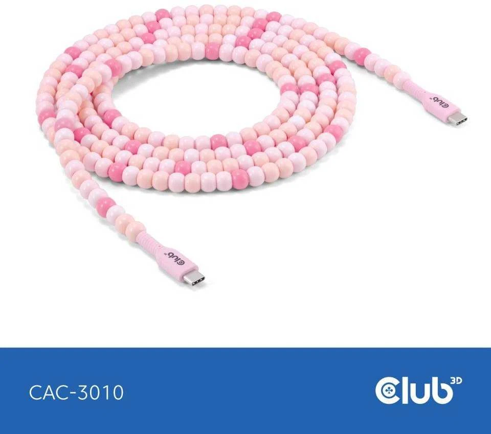 Kabelis USB Club 3D USB-C - USB-C 2 m Rožinė (CAC-3010)