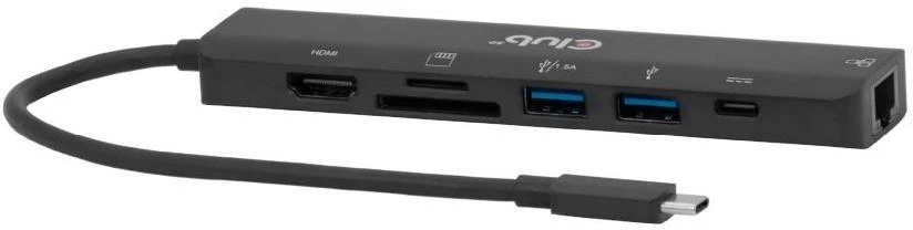 CLUB-3D šakotuvas, USB-C 7-1 -> HDMI, PD/RJ45 4KHz/SD-TF, 2xUSB-A/USB-C