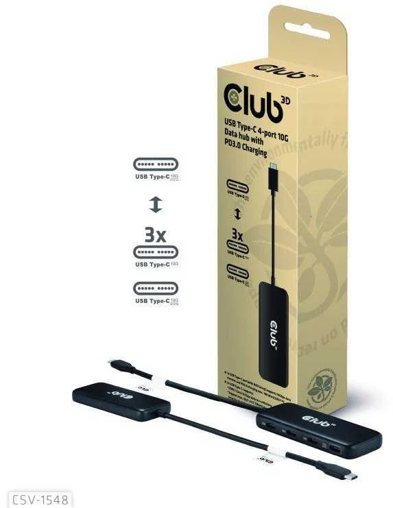 Club 3D Club3D šakotuvas 1xUSB-C ir 4xUSB-C, 10Gbps prievadas, PD 3.0