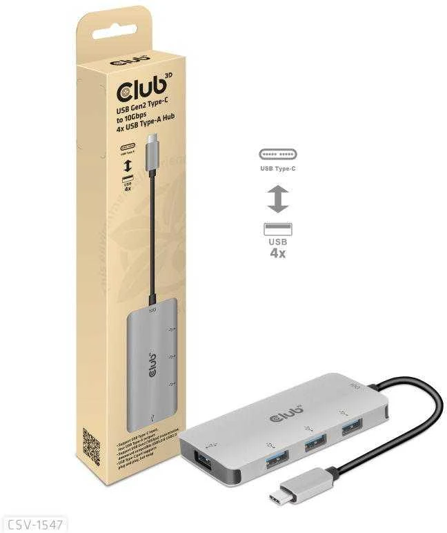Club 3D CLUB3D USB Gen2 Type-C iki 10Gbps 4x USB Type-A šakotuvas