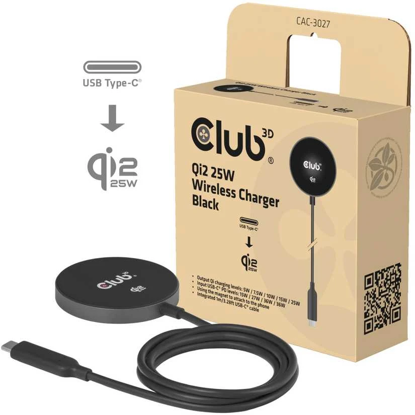 Išmanusis laikrodis Įkroviklis Club 3D Qi2 MagSafe Bezprzewodowa 25 W (CAC-3027)