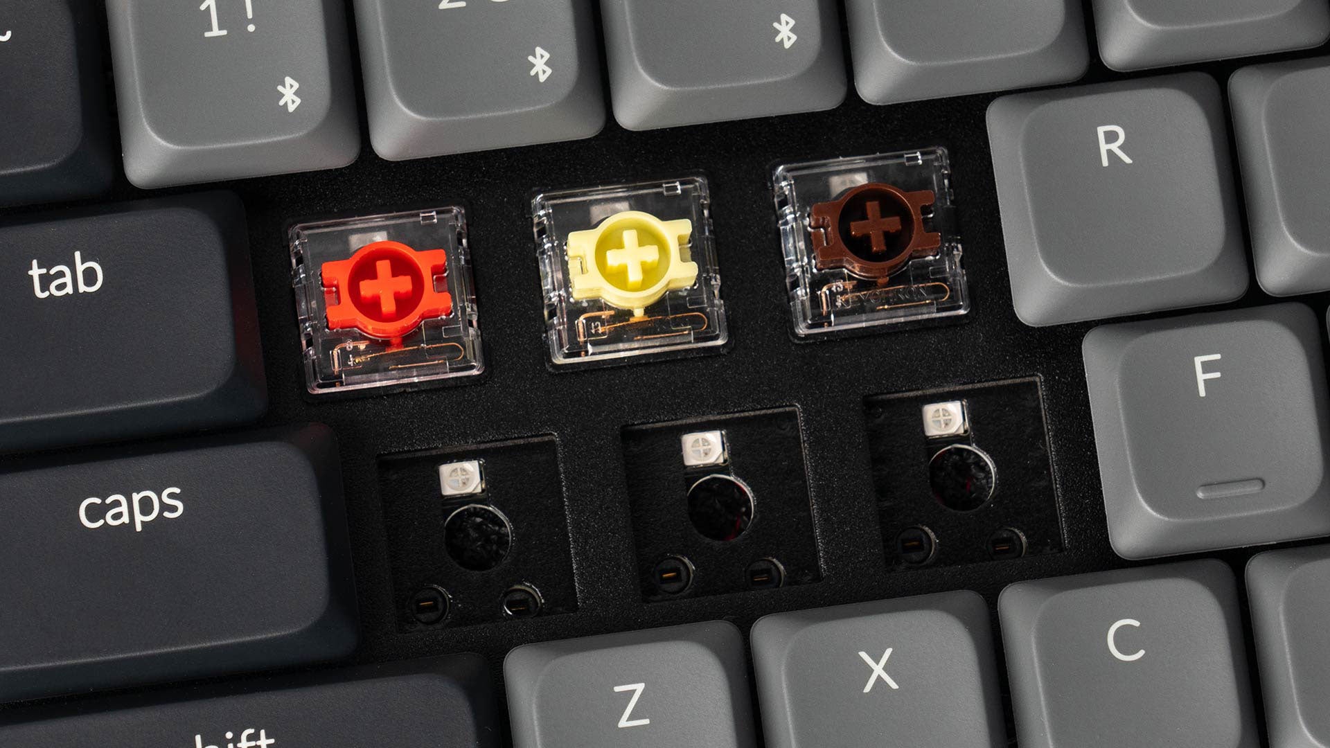 Belaidė mechaninė klaviatūra Keychron K1 QMK, TKL, RGB, Bluetooth 5.2 / USB-C, EN (K1X-H3) | 6 versija aprašymas - Prekės nuotrauka