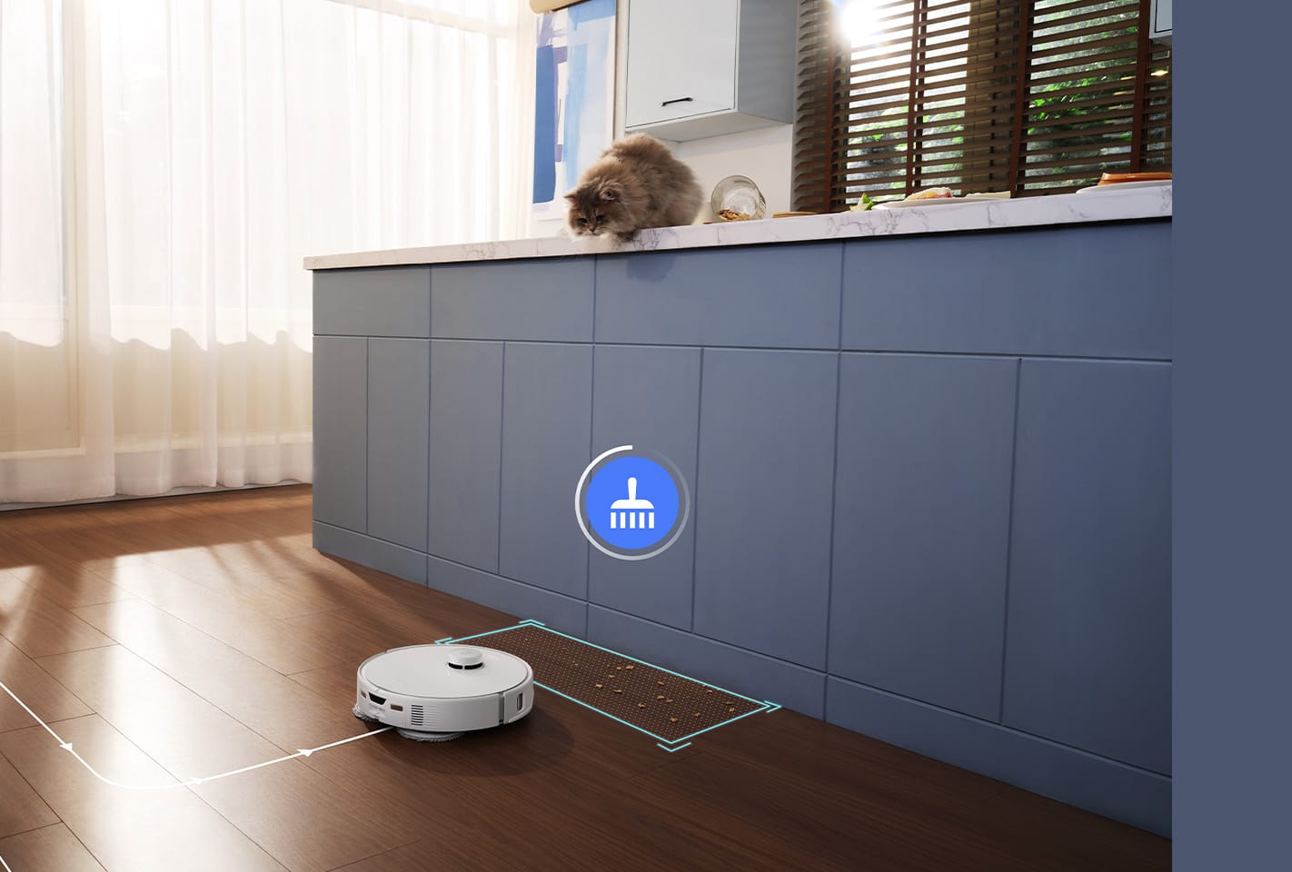 Dulkių siurblys - robotas Roborock Qrevo Curv, Baltas aprašymas - Prekės nuotrauka