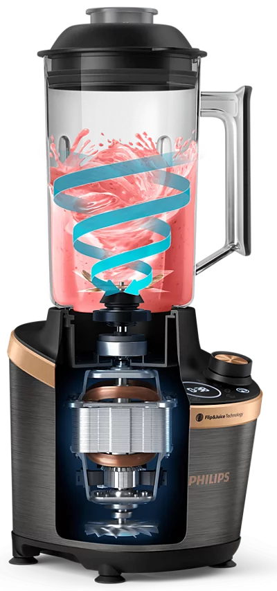 Philips Flip&Juice™ Didelio greičio maišytuvas su sulčiaspaudės moduliu HR3770/10, Juodas aprašymas - Prekės nuotrauka