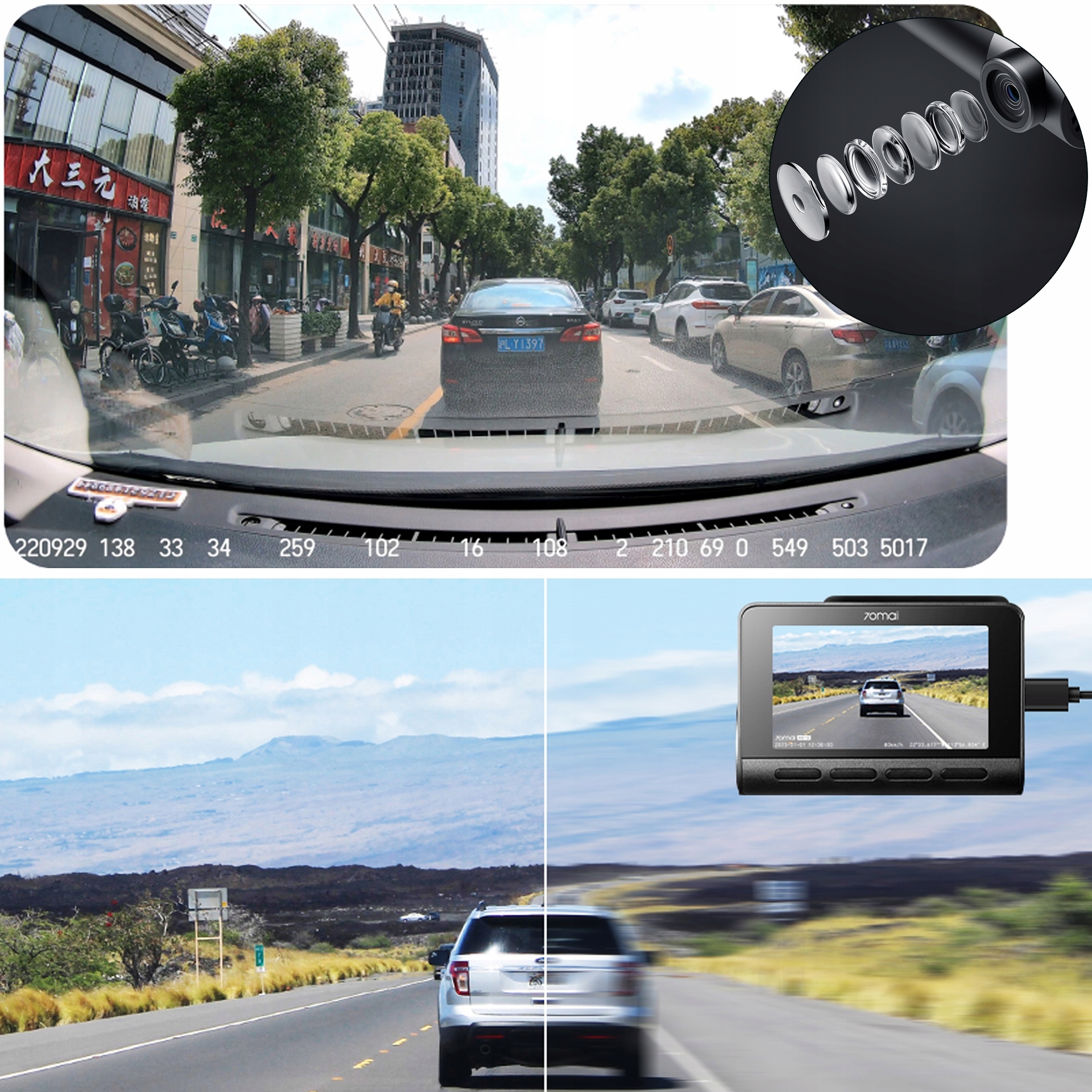 Vaizdo registratorius 70Mai Dash Cam A810 4K + galinė kamera RC12 (A810-2) aprašymas - Prekės nuotrauka