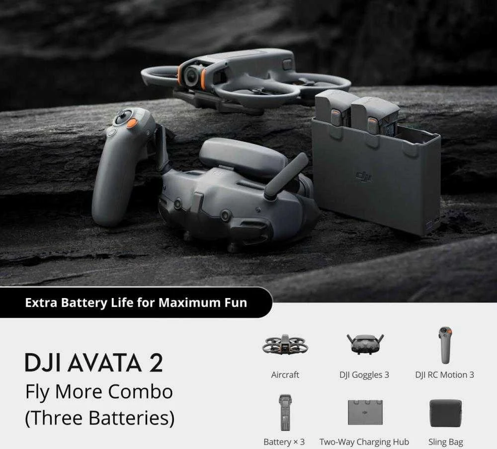 DJI Avata 2 Fly More Combo dronas (trys baterijos)