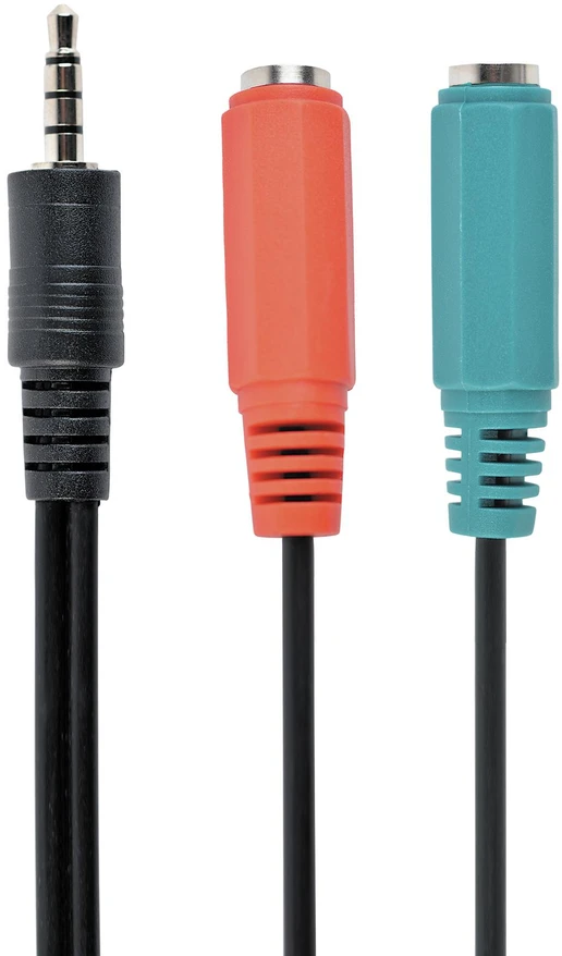GEMBIRD CCA-417 Gembird Adapteris Stereo Mini Jack (M) 4-pin -> 2x Mini Jack (F), 20cm, juodas