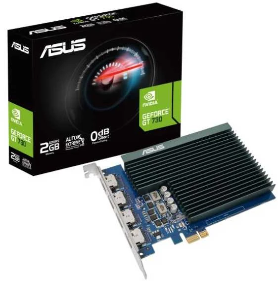 Vaizdo plokštė Asus | GT730-4H-SL-2GD5 | NVIDIA | 2 GB | GeForce GT 730 | GDDR5 | HDMI jungtys kiekis 4 | PCI Express 2.0 | Atminties taktinis dažnis 5010 MHz | Procesoriaus dažnis 902 MHz