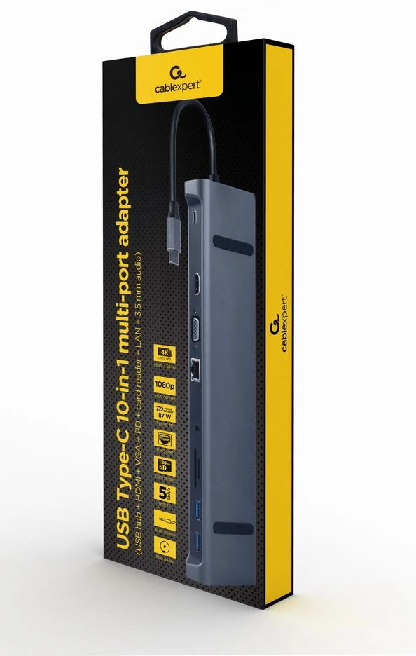 I/O ADAPTER USB-C TO HDMI/USB3/10IN1 A-CM-COMBO10-01 GEMBIRD