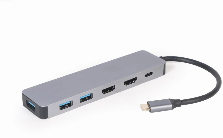 GEMBIRD A-CM-COMBO3-03 kelių prievadų adapteris C tipo USB 3in1 šakotuvas + HDMI + PD