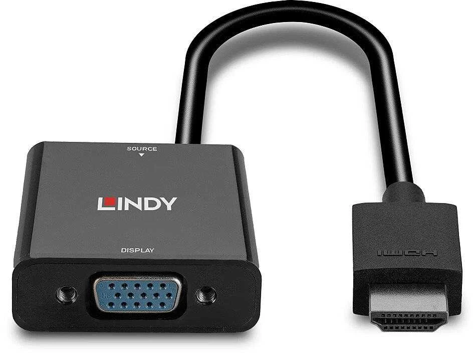 Lindy HDMI do VGA 100mm juoda