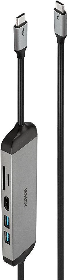 USB-C Dokų Stotis - Lindy DST-Micro 140, 4K HDMI, PD 3.0 60W, USB 3.2 Gen 1