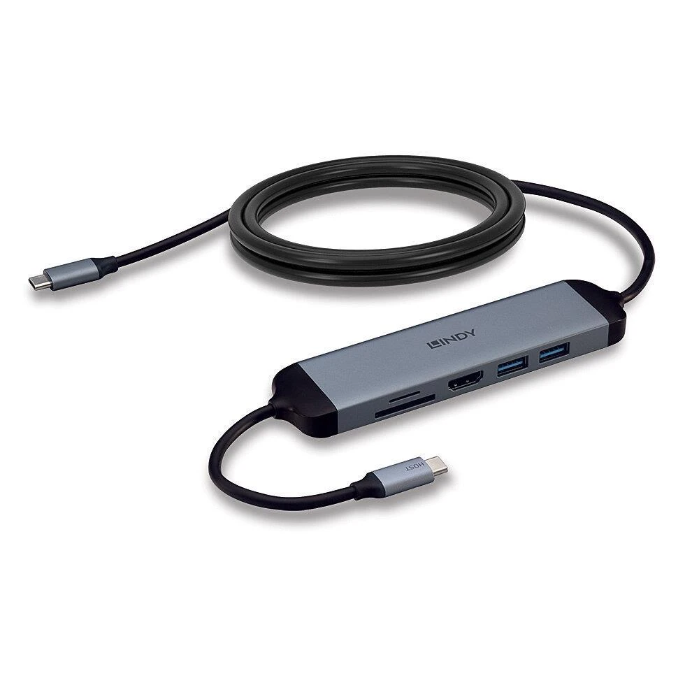 USB-C Dokų Stotis - Lindy DST-Micro 140, 4K HDMI, PD 3.0 60W, USB 3.2 Gen 1