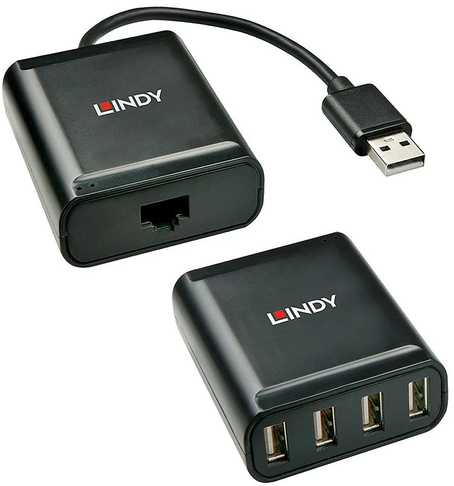 USB Ilgintuvas - LINDY 4 Prievadų USB 2.0 Cat.6 Ilgintuvas 60 m