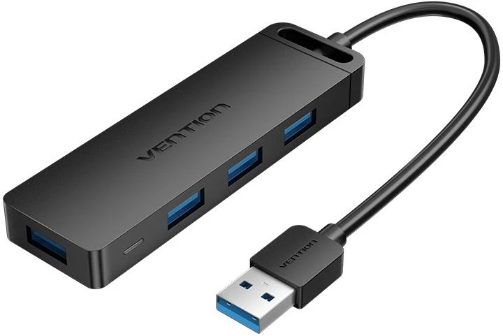 Vention USB 3.0 4 prievadų šakotuvas su maitinimo adapterio ventiliacija CHLBD 0.5 m, juodas