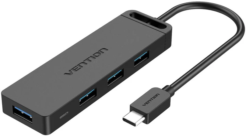 Vention Ventiliacija iš USB-C į USB3.0 x 4 šakotuvą su maitinimo šaltiniu Juodas 0,15 m