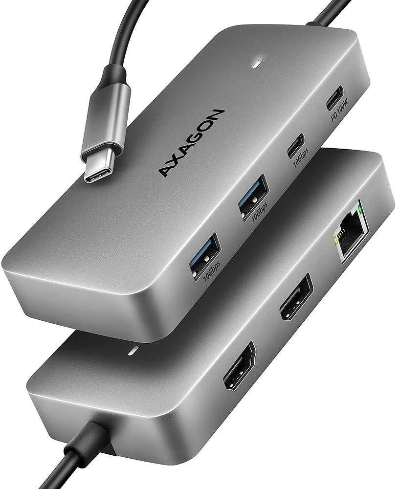 „AXAGON USB-C 10Gbps DUAL 4K DISPLAY 7in1“ šakotuvas | HMC-CUB83X2