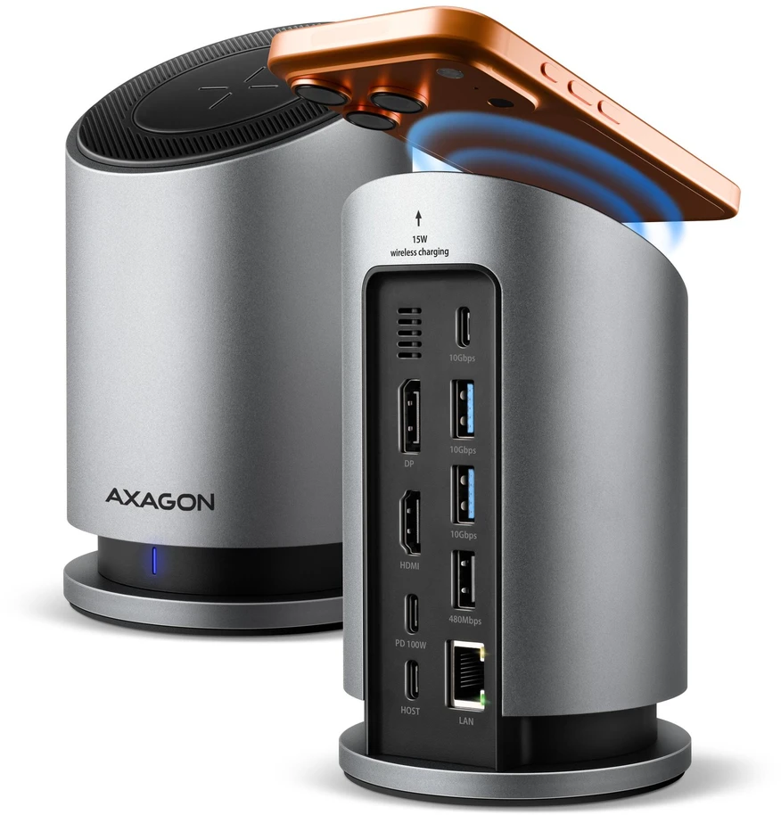 „AXAGON USB-C 10Gbps“ belaidis įkrovimo 9in1 šakotuvas | HMC-WL9