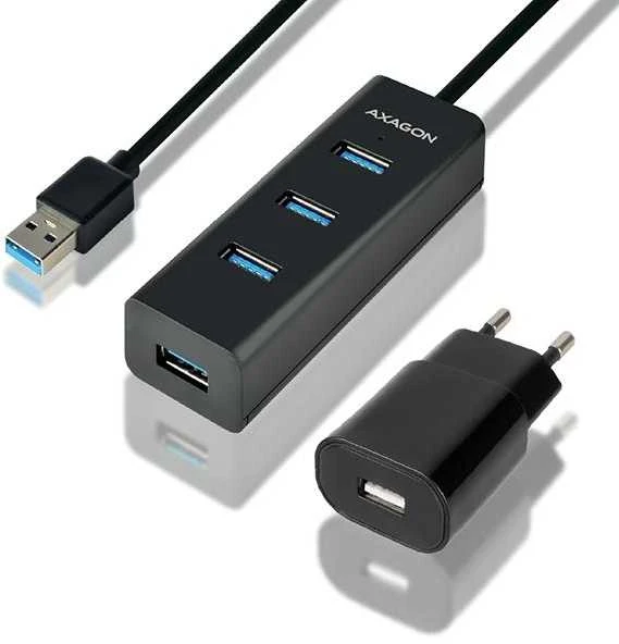 AXAGON HUE-S2BP 4x USB3.0 įkrovimo šakotuvas 1,2 m laidas, MicroUSB įkrovimas, įsk. kintamosios srovės adapteris