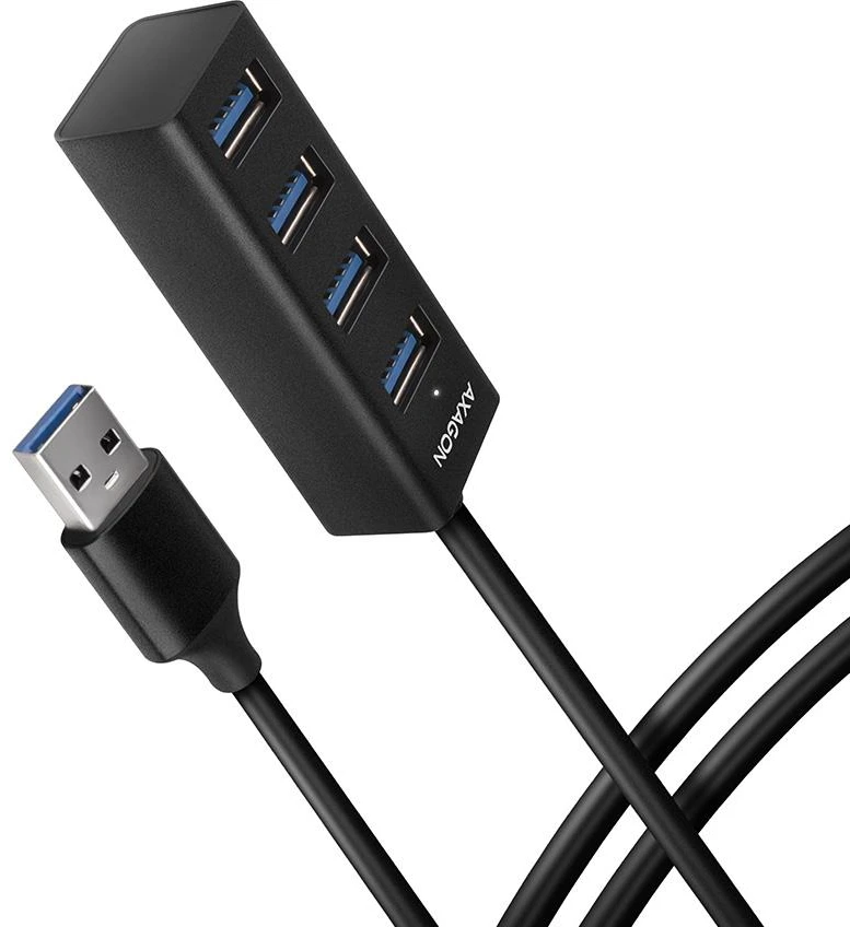 AXAGON Miniatiūrinis metalinis keturių prievadų USB 3.2 Gen 1 šakotuvas | HUE-M1AL