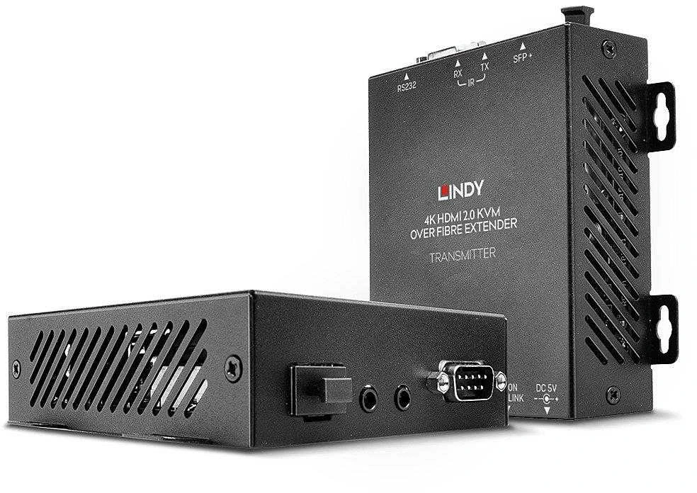 KVM Prailginimas - LINDY Šviesolaidinis HDMI 4K60, USB, IR ir RS232 KVM Prailginimas, 300 m, Juodas