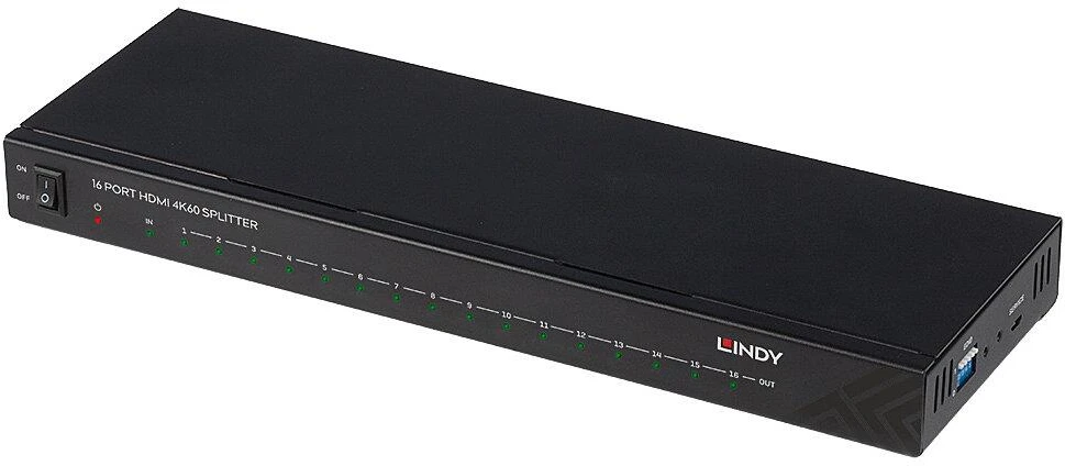 AV Skirstytuvas - LINDY 16 Prievadų HDMI 4K60 3840x2160 18Gbps EDID Valdymas