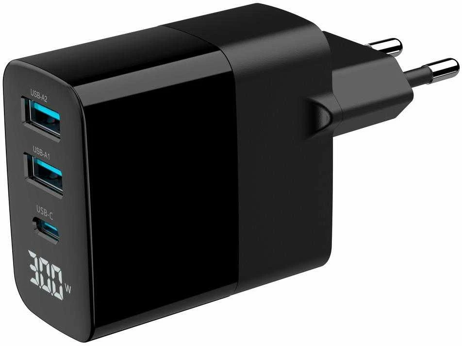 Gembird TA-UC-PDQC30LCD-BK-02 mobiliųjų įrenginių įkroviklis Universalus Juodas AC Greitas įkrovimas Vidaus patalpoms